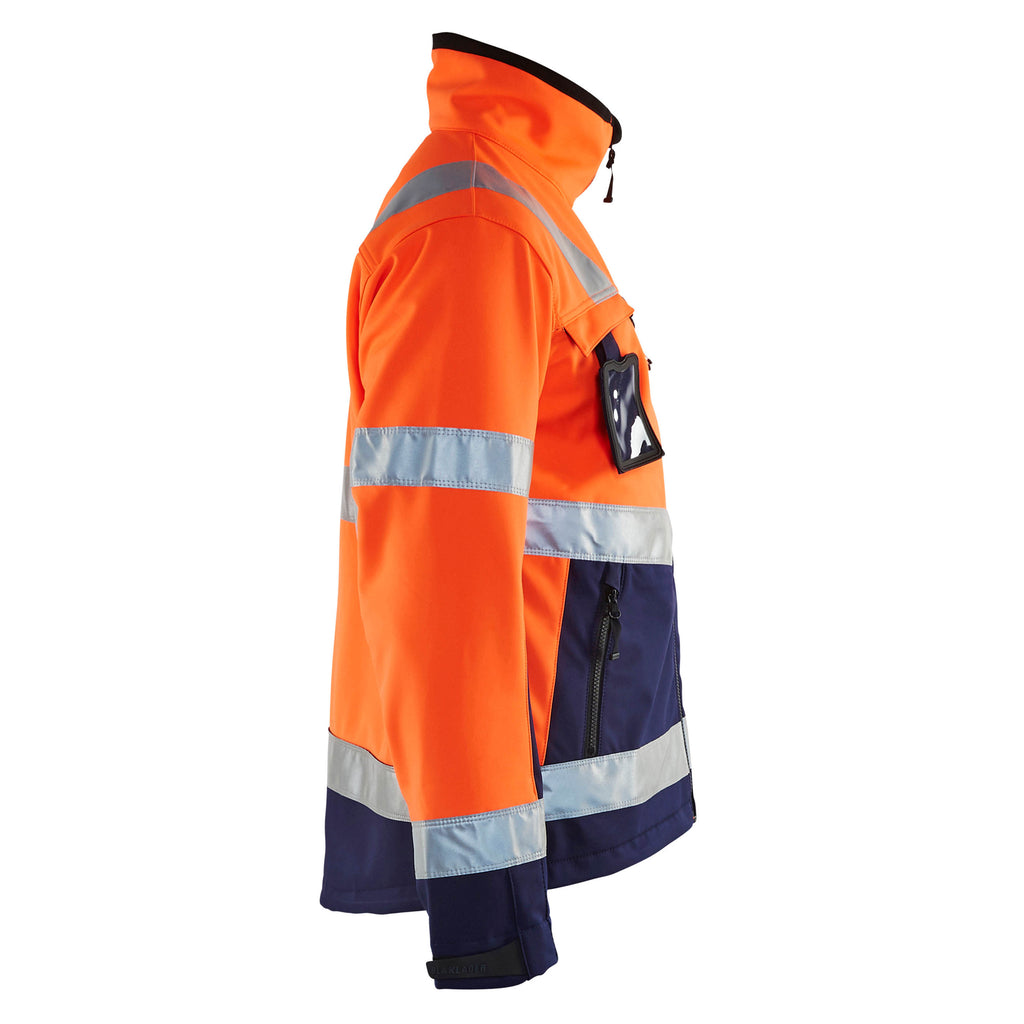 Blaklader 4900 Hi Vis Softshell Jacket Hi Vis Orange Navy Blue Right