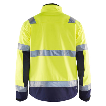 Blaklader 4900 Hi Vis Softshell Jacket Hi Vis Yellow Navy Blue Back