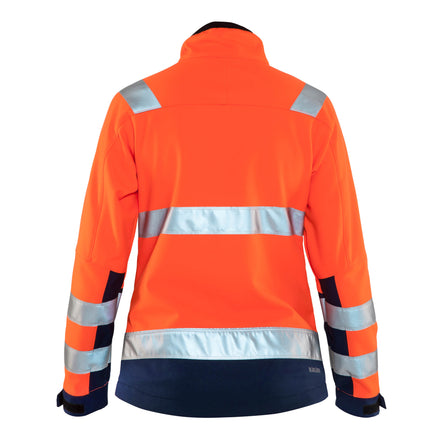 Blaklader 4902 Womens Hi Vis Softshell Jacket Hi Vis Orange Navy Blue Back
