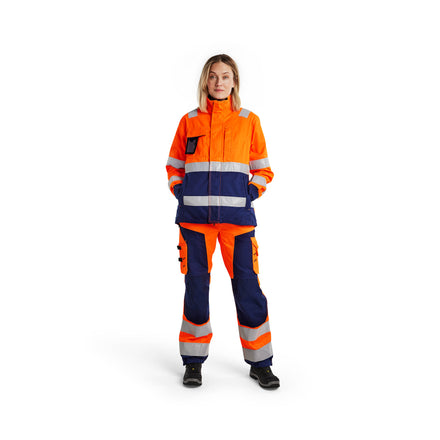 Blaklader 4902 Womens Hi Vis Softshell Jacket Hi Vis Orange Navy Blue Model