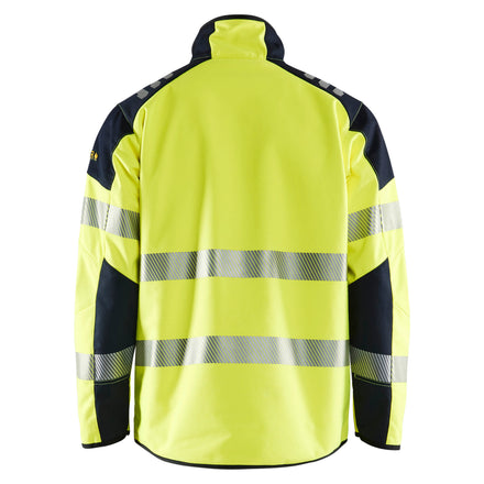 Blaklader 4948 Multinorm Softshell Jacket Hi Vis Yellow Navy Blue Back