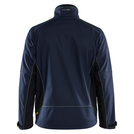 Blaklader 4950 Softshell Jacket Dark Navy Blue Hi Vis Yellow Back