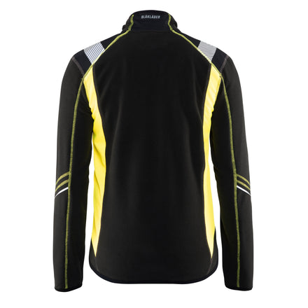 Blaklader 4993 Microfleece Jacket Black Hi Vis Yellow Back