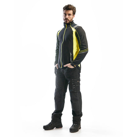 Blaklader 4993 Microfleece Jacket Black Hi Vis Yellow Model