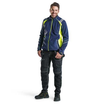 Blaklader 4993 Microfleece Jacket Navy Blue Hi Vis Yellow Model