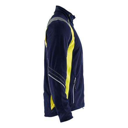 Blaklader 4993 Microfleece Jacket Navy Blue Hi Vis Yellow Right