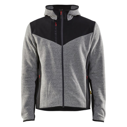 Blaklader 5940 Knitted Jacket With Softshell Grey Melange Black Front