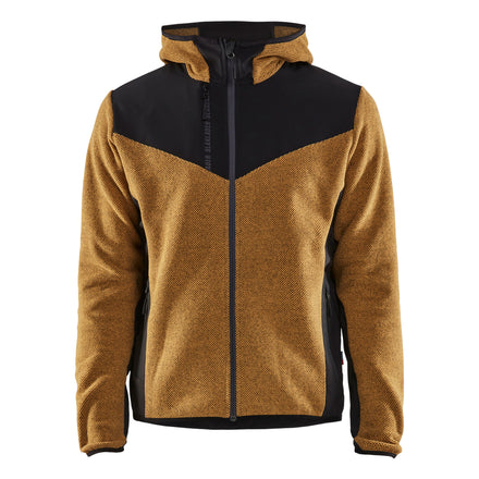 Blaklader 5940 Knitted Jacket With Softshell Honey Gold Black Front