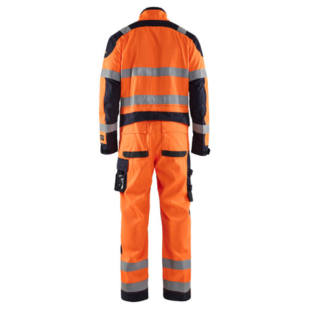 Blaklader 6089 Multinorm Inherent Overalls Hi Vis Orange Navy Blue Back