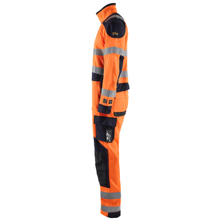 Blaklader 6089 Multinorm Inherent Overalls Hi Vis Orange Navy Blue Left