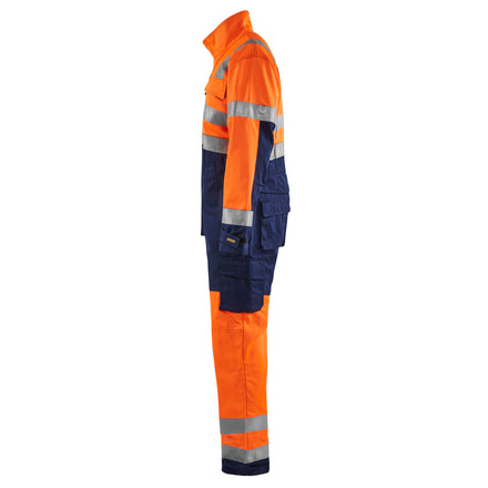Blaklader 6373 Hi Vis Overall Hi Vis Orange Navy Blue Left