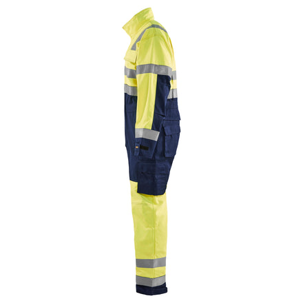 Blaklader 6373 Hi Vis Overall Hi Vis Yellow Navy Blue Left