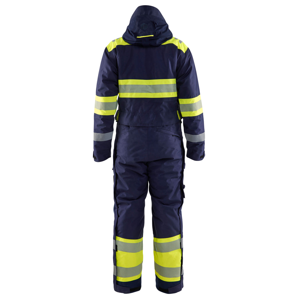 Blaklader 6720 Hi Vis Winter Overall Navy Blue Hi Vis Yellow Back