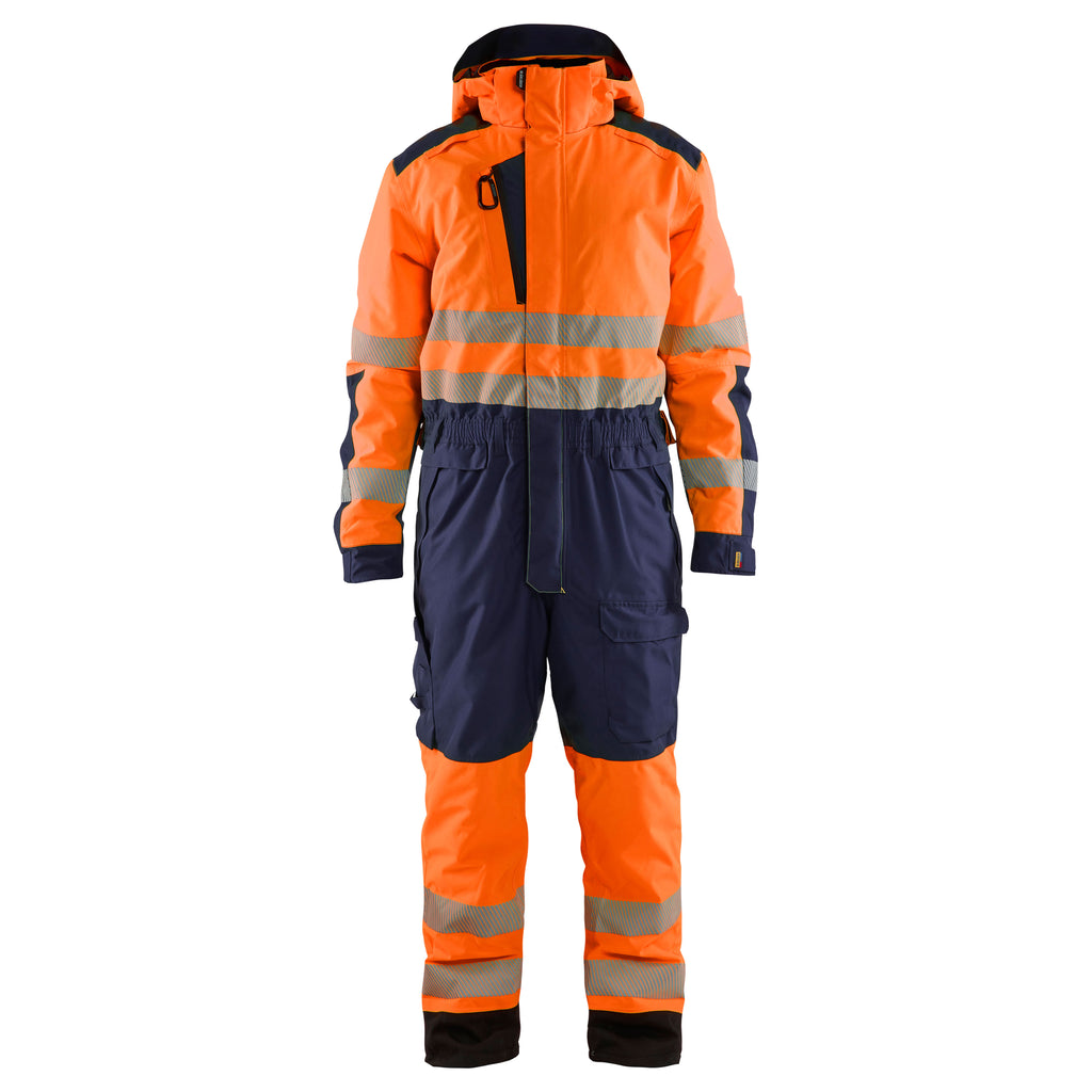 Blaklader 6725 Hi Vis Winter Overall Hi Vis Orange Navy Blue Main