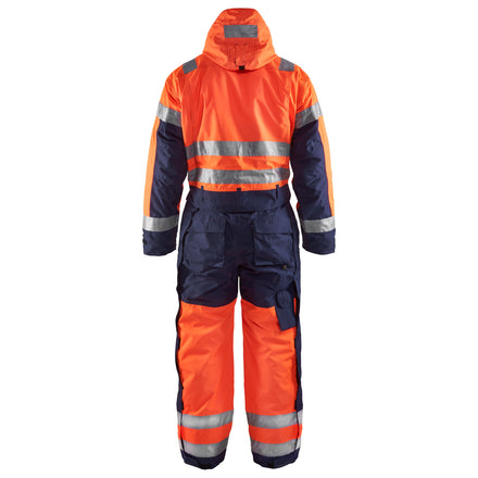 Blaklader 6763 Hi Vis Winter Overall Hi Vis Orange Navy Blue Back