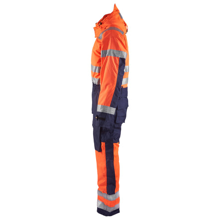 Blaklader 6763 Hi Vis Winter Overall Hi Vis Orange Navy Blue Left
