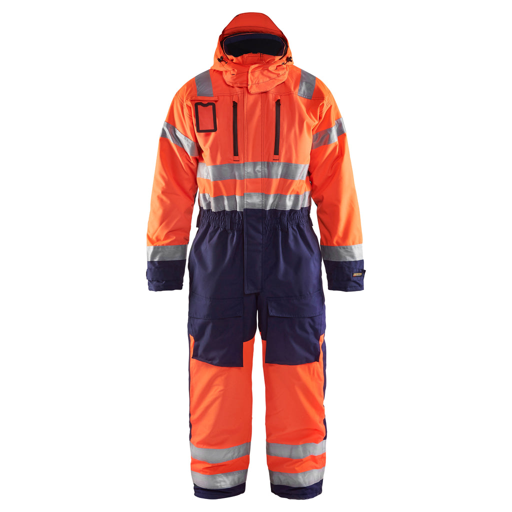 Blaklader 6763 Hi Vis Winter Overall Hi Vis Orange Navy Blue Main
