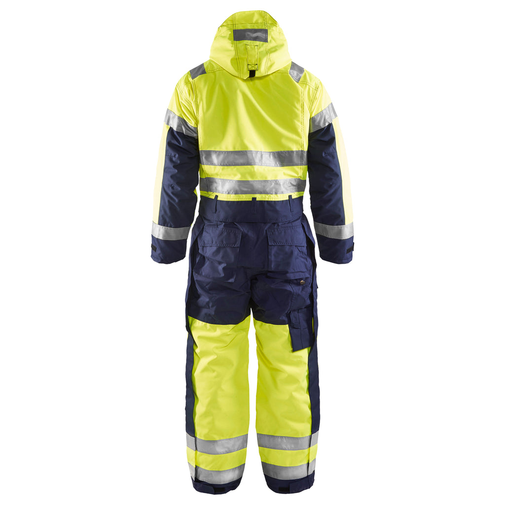 Blaklader 6763 Hi Vis Winter Overall Hi Vis Yellow Navy Blue Back
