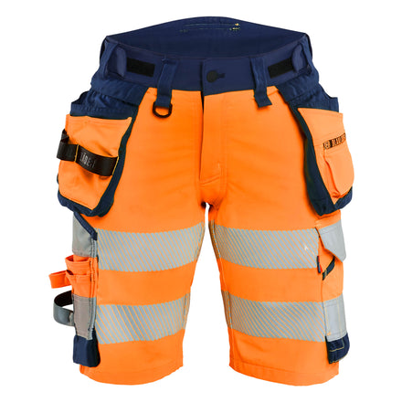 Blaklader 7020 Womens Hi Vis Shorts 4 Way Stretch Hi Vis Orange Navy Blue Main