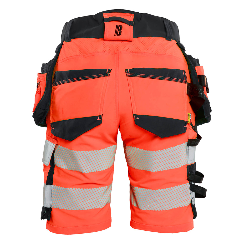 Blaklader 7020 Womens Hi Vis Shorts 4 Way Stretch Hi Vis Red Black Back