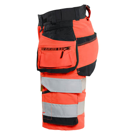 Blaklader 7020 Womens Hi Vis Shorts 4 Way Stretch Hi Vis Red Black Left