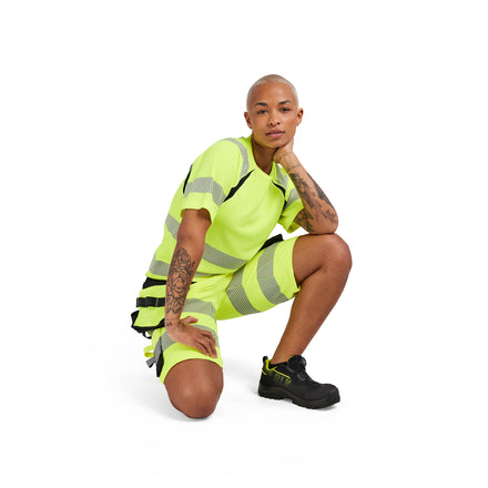 Blaklader 7020 Womens Hi Vis Shorts 4 Way Stretch Hi Vis Yellow Black Feature 1