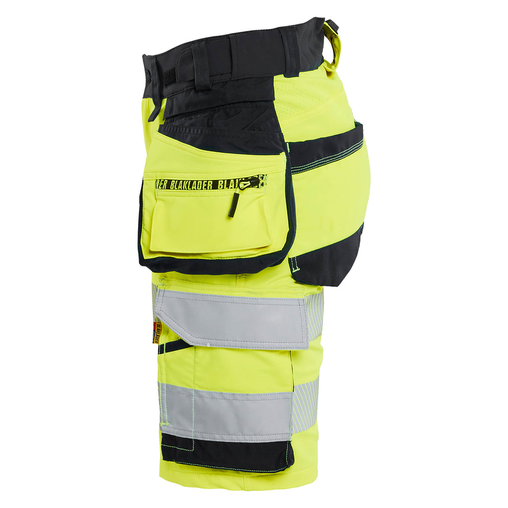Blaklader 7020 Womens Hi Vis Shorts 4 Way Stretch Hi Vis Yellow Black Left