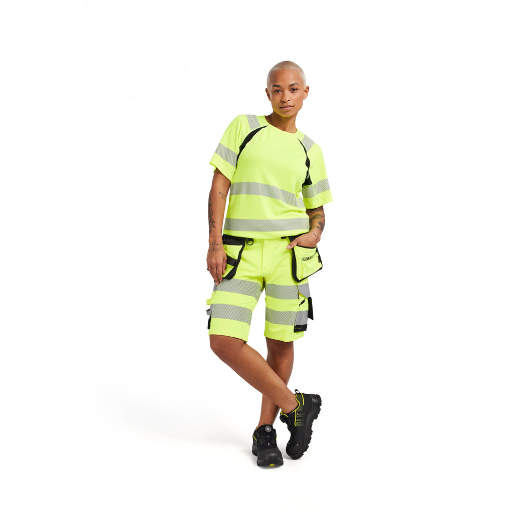 Blaklader 7020 Womens Hi Vis Shorts 4 Way Stretch Hi Vis Yellow Black Model