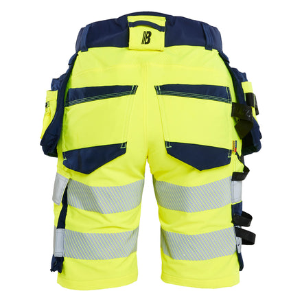 Blaklader 7020 Womens Hi Vis Shorts 4 Way Stretch Hi Vis Yellow Navy Blue Back