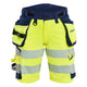 Blaklader 7020 Womens Hi Vis Shorts 4 Way Stretch Hi Vis Yellow Navy Blue Main