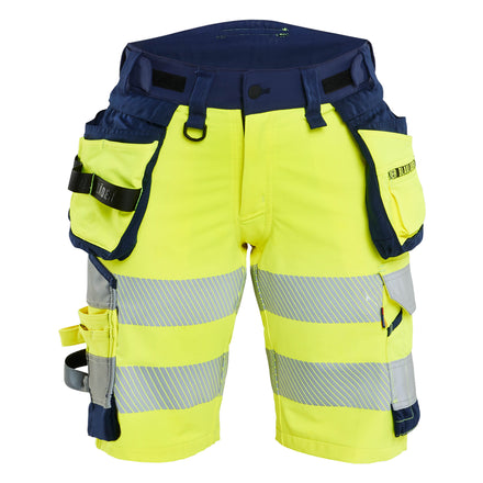 Blaklader 7020 Womens Hi Vis Shorts 4 Way Stretch Hi Vis Yellow Navy Blue Main