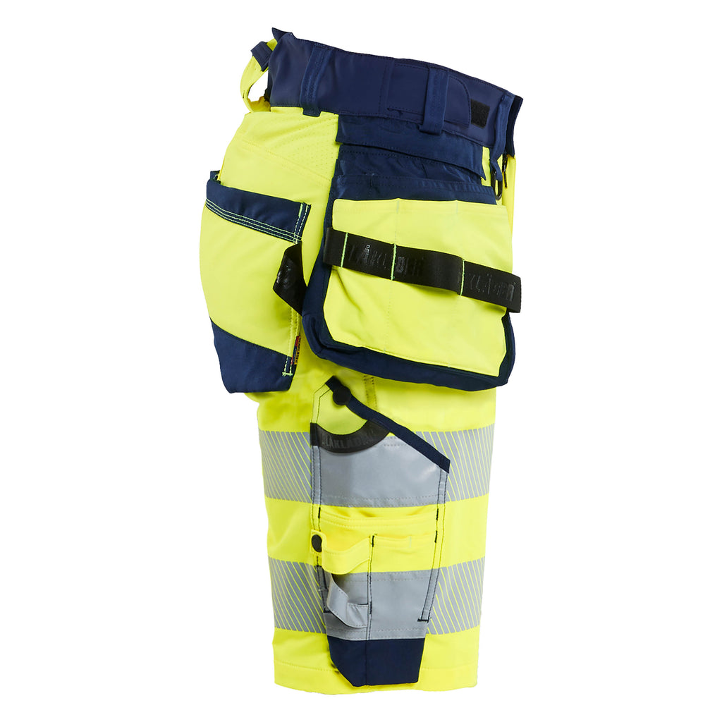 Blaklader 7020 Womens Hi Vis Shorts 4 Way Stretch Hi Vis Yellow Navy Blue Right