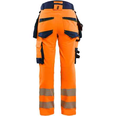 Blaklader 7022 Women’S Hi Vis Trousers 4 Way Stretch Hi Vis Orange Navy Blue Back
