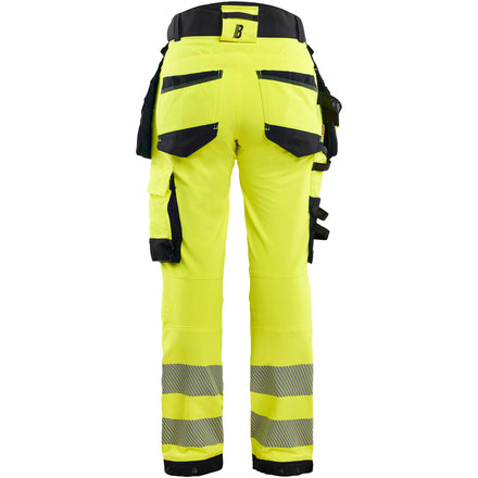 Blaklader 7022 Women’S Hi Vis Trousers 4 Way Stretch Hi Vis Yellow Black Back