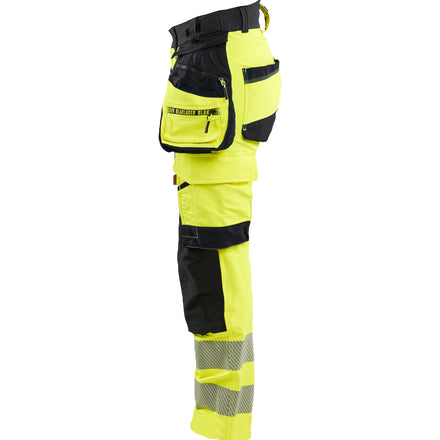 Blaklader 7022 Women’S Hi Vis Trousers 4 Way Stretch Hi Vis Yellow Black Left