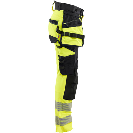 Blaklader 7022 Women’S Hi Vis Trousers 4 Way Stretch Hi Vis Yellow Black Right