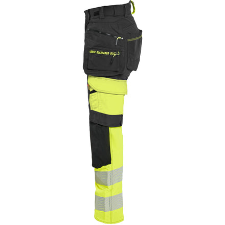 Blaklader 7025 Womens Hi Vis Trousers 4 Way Stretch Black Hi Vis Yellow Left