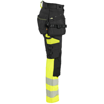 Blaklader 7025 Womens Hi Vis Trousers 4 Way Stretch Black Hi Vis Yellow Right