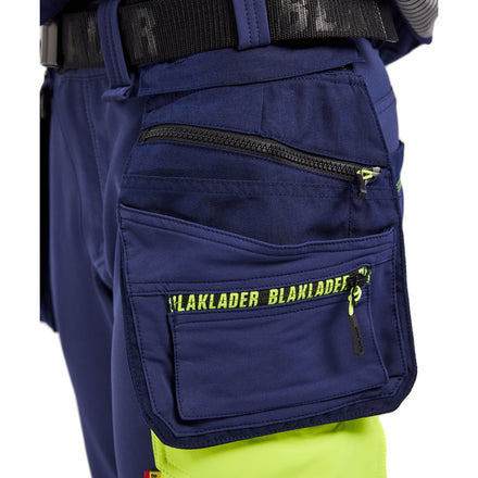 Blaklader 7025 Womens Hi Vis Trousers 4 Way Stretch Navy Blue Hi Vis Yellow Feature 3