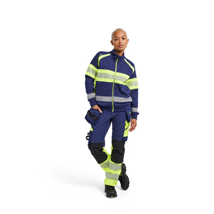 Blaklader 7025 Womens Hi Vis Trousers 4 Way Stretch Navy Blue Hi Vis Yellow Model