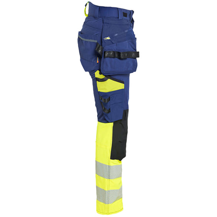 Blaklader 7025 Womens Hi Vis Trousers 4 Way Stretch Navy Blue Hi Vis Yellow Right