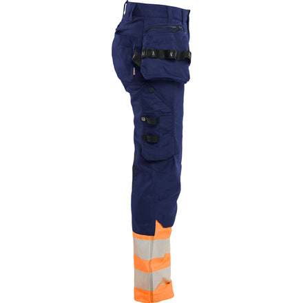 Blaklader 7030 Womens Hi Vis Trousers Stretch Navy Blue Hi Vis Orange Right
