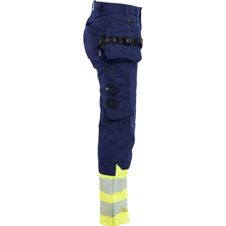 Blaklader 7030 Womens Hi Vis Trousers Stretch Navy Blue Hi Vis Yellow Right