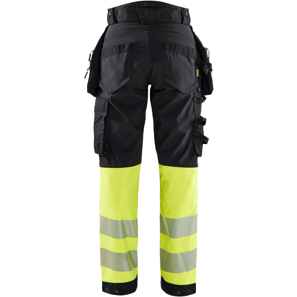 Blaklader 7114 Womens Hi Vis Softshell Trousers Black Hi Vis Yellow Back