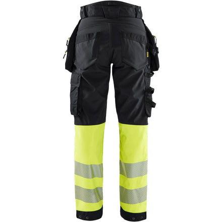 Blaklader 7114 Womens Hi Vis Softshell Trousers Black Hi Vis Yellow Back