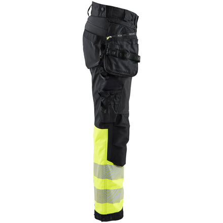Blaklader 7114 Womens Hi Vis Softshell Trousers Black Hi Vis Yellow Right
