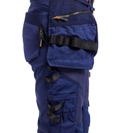 Blaklader 7114 Womens Hi Vis Softshell Trousers Navy Blue Hi Vis Orange Feature 1