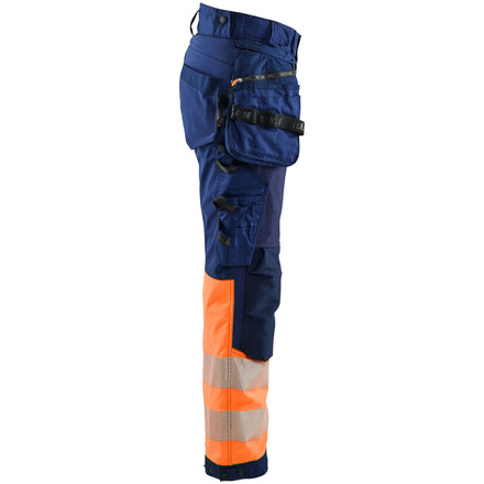 Blaklader 7114 Womens Hi Vis Softshell Trousers Navy Blue Hi Vis Orange Right
