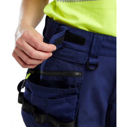 Blaklader 7114 Womens Hi Vis Softshell Trousers Navy Blue Hi Vis Yellow Feature 1
