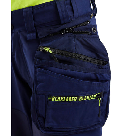 Blaklader 7114 Womens Hi Vis Softshell Trousers Navy Blue Hi Vis Yellow Feature 3